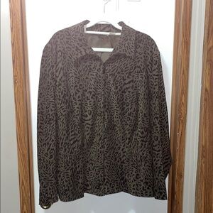 Nina Leonard Olive and Black Animal Print Jacket 20W EUC Vintage